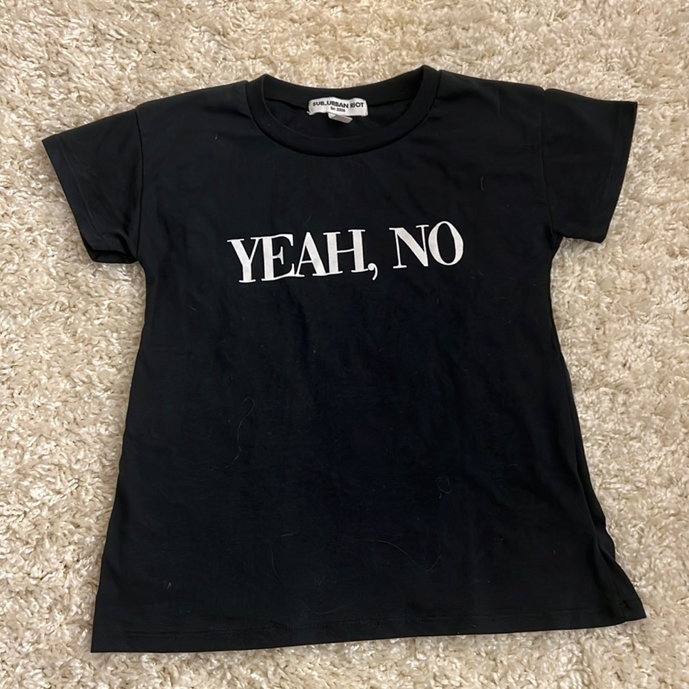 Quirky “Yeah,No” shirt sleeve top sub_urban riot (made in Guatemala)